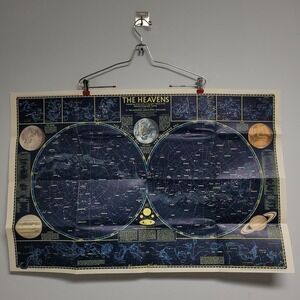 Vintage 1957 National Geographic A Map Of The Heavens Fold-Out Star Map